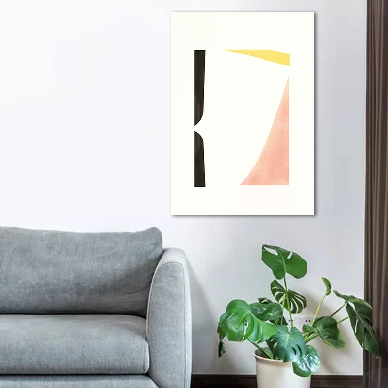 Decoración de pared con patrón abstracto irregular para dormitorio en color pastel, varios tamaños Negro Clearhalo