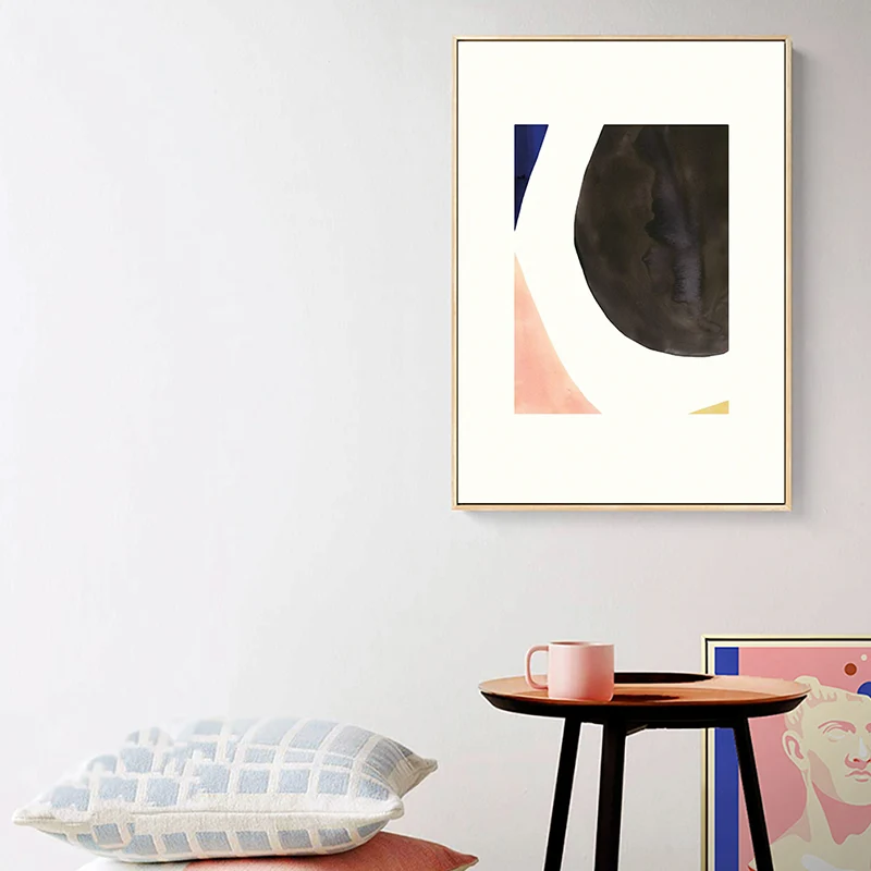 Decoración de pared con patrón abstracto irregular para dormitorio en color pastel, varios tamaños Negro Clearhalo