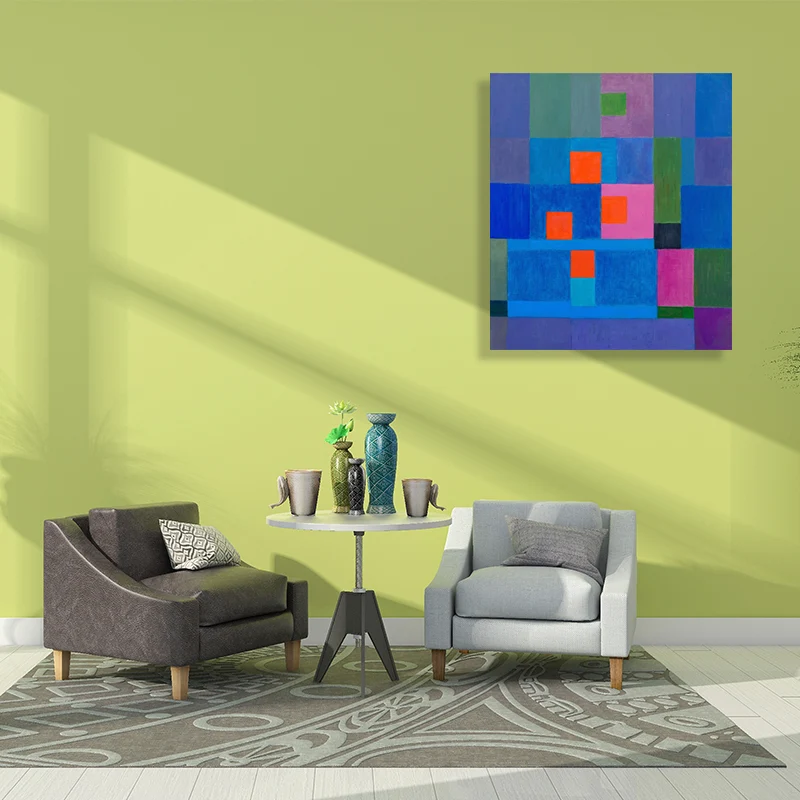 Decoración de pared de estilo tradicional, pintura de geometrí novedosa en color pastel, varios tamaños Azul Clearhalo