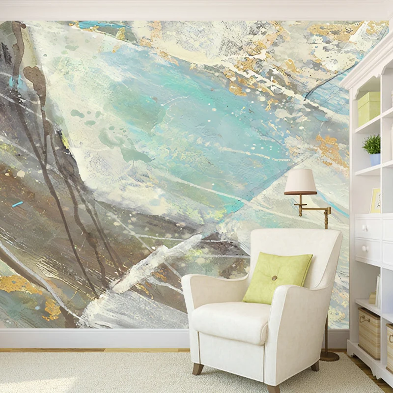 Decoración de pared extragrande con degradado en material verde no tejido, Mural de pared para sala de estar, tamaño perso...