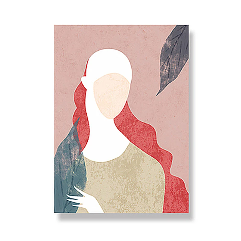 Decoración de pared de mujer de moda nórdica, arte en lienzo rosa para sala de estar (varios tamaños disponibles) Rosa Cle...