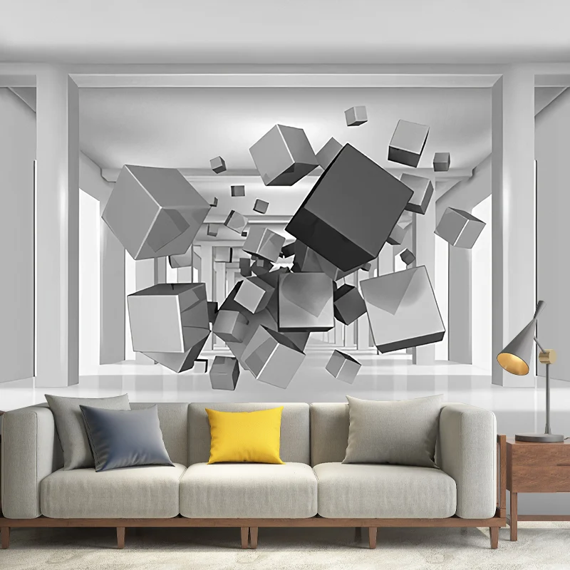 Decoración de pared resistente las manchas, geometrías irregulares visuales 3D, murales contemporáneos hechos medida para...
