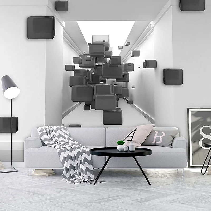 Decoración de pared resistente las manchas, geometrías irregulares visuales 3D, murales contemporáneos hechos medida para...