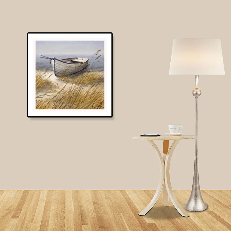 Decoración de pared texturizada con estampado de lienzo de barco de madera marrón para sala de estudio, varios tamaños Mar...