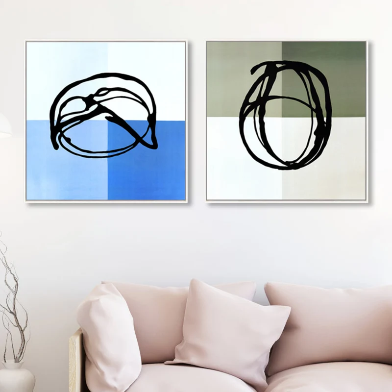 Dibujo azul lienzo abstracto arte texturizado estilo moderno decoración de pared de sala de estar Azul Clearhalo