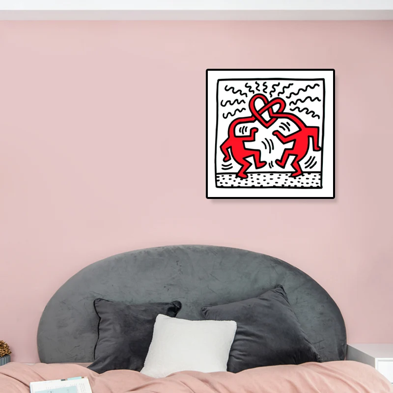 Dibujo de figura cómica, arte de pared, impresión en lienzo de graffiti divertido moderno en colores brillantes Rojo Clear...