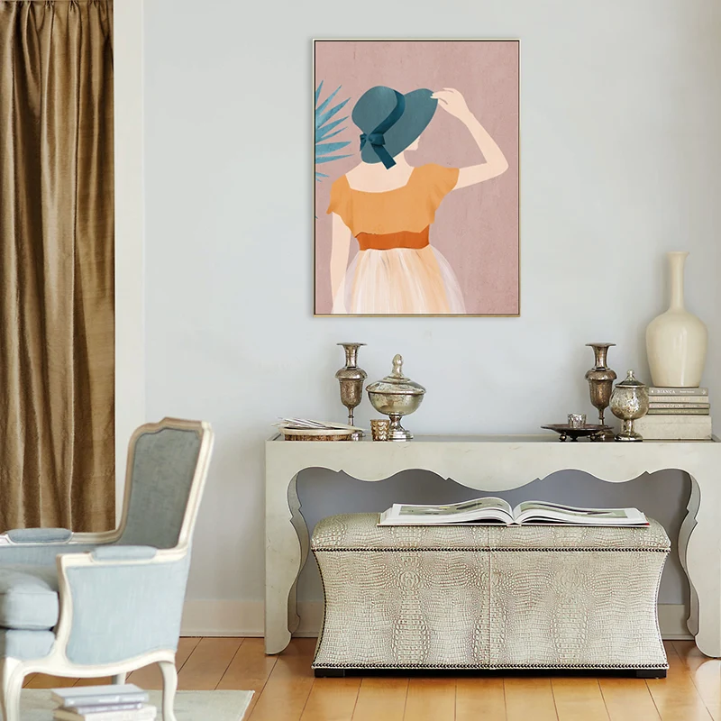 Dibujo de figura nórdica, arte de pared, impresión en lienzo texturizada de Color Pastel para dormitorio de adolescentes R...