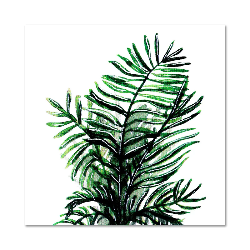 Elegante impresión artística de hojas de plantas tropicales para decoración de pared botánica de dormitorio en verde Verde...