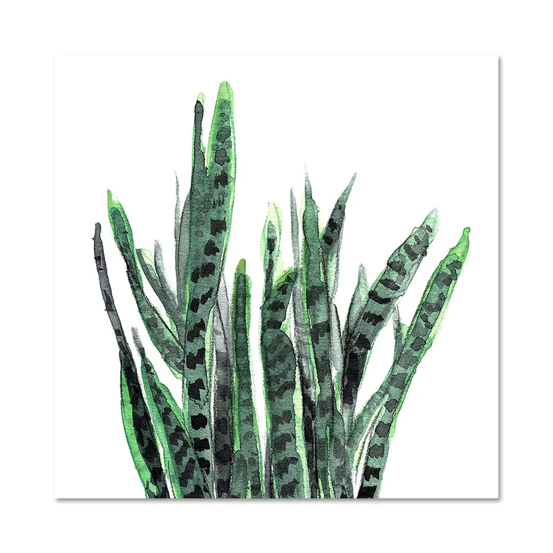 Elegante impresión artística de hojas de plantas tropicales para decoración de pared botánica de dormitorio en verde Verde...