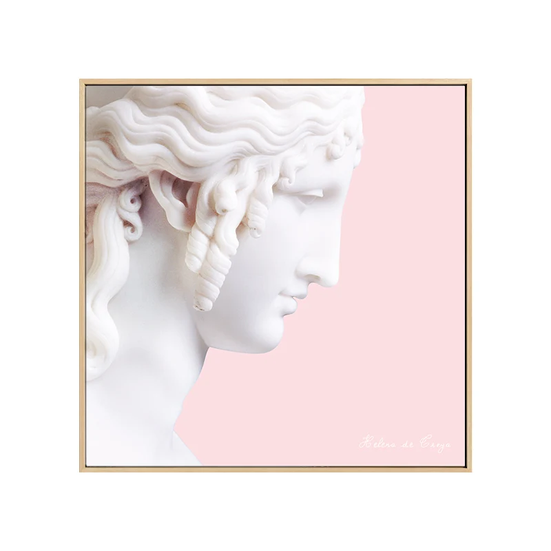 Escultura de yeso nórdico, arte en lienzo, decoración de pared de comedor blanca en rosa, tamaños opcionales Blanco Clearhalo