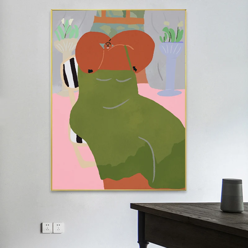 Figura decorativa para pared, ilustración para dormitorio, tiempo divertido del lienzo gigante en colores suaves para deco...