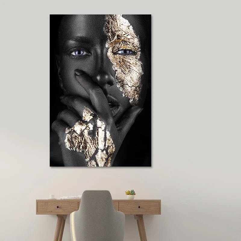 Figura impresa en lienzo con cara de mujer, superficie texturizada Glam, decoración artística de pared para habitación, co...