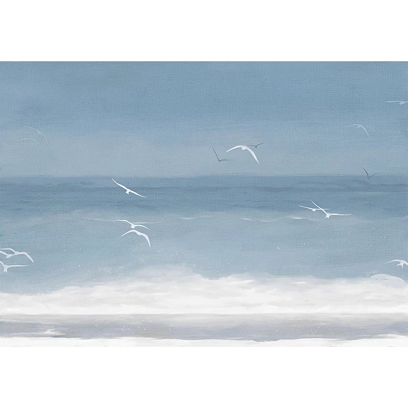 Fondo de pantalla mural minimalista completo Revestimiento de paredes de gaviota gris y blanca, tamaño personalizado dispo...