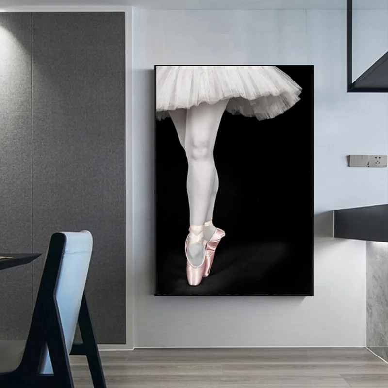 Foto Ballet Maiden Lienzo Envuelto Glam Elegante Impresión Artística de Pared con Textura en Blanco Blanco Clearhalo