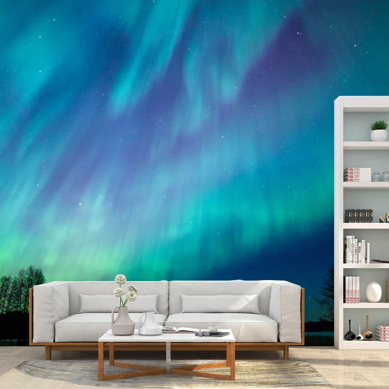 Fotografí Aurora Wall Covering Mural para sala de estar, azul, tamaño personalizado disponible Aurora Clearhalo