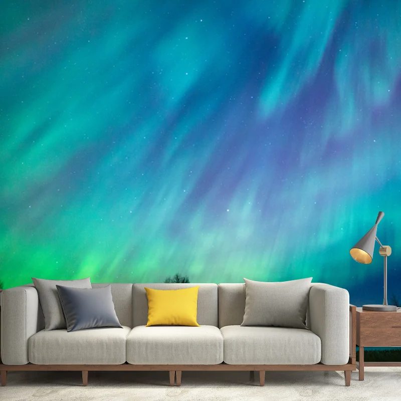 Fotografí Aurora Wall Covering Mural para sala de estar, azul, tamaño personalizado disponible Aurora Clearhalo