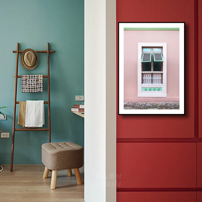 Fotografí Balcón Arte de la pared Sala de estar Arquitectura Lienzo en rosa para decoración Rosa Clearhalo