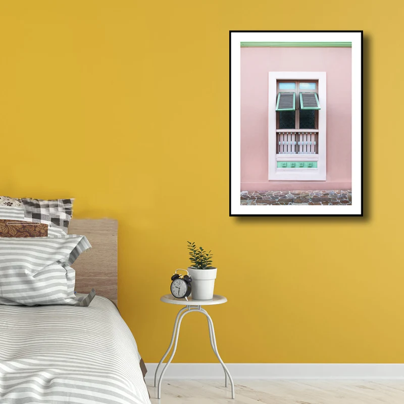 Fotografí Balcón Arte de la pared Sala de estar Arquitectura Lienzo en rosa para decoración Rosa Clearhalo