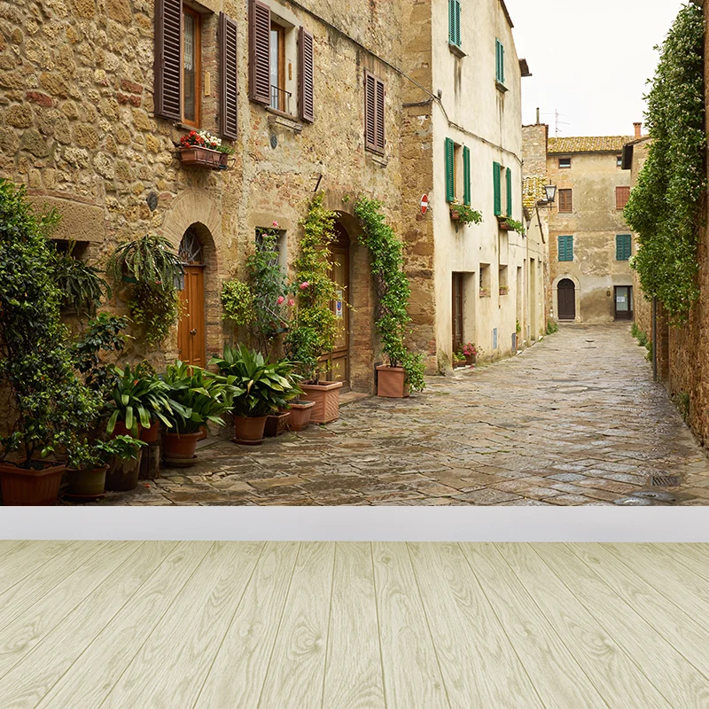 Fotografí Estilo Tranquil Town Mural Revestimiento de pared gigante para comedor, personalizado Beis Clearhalo