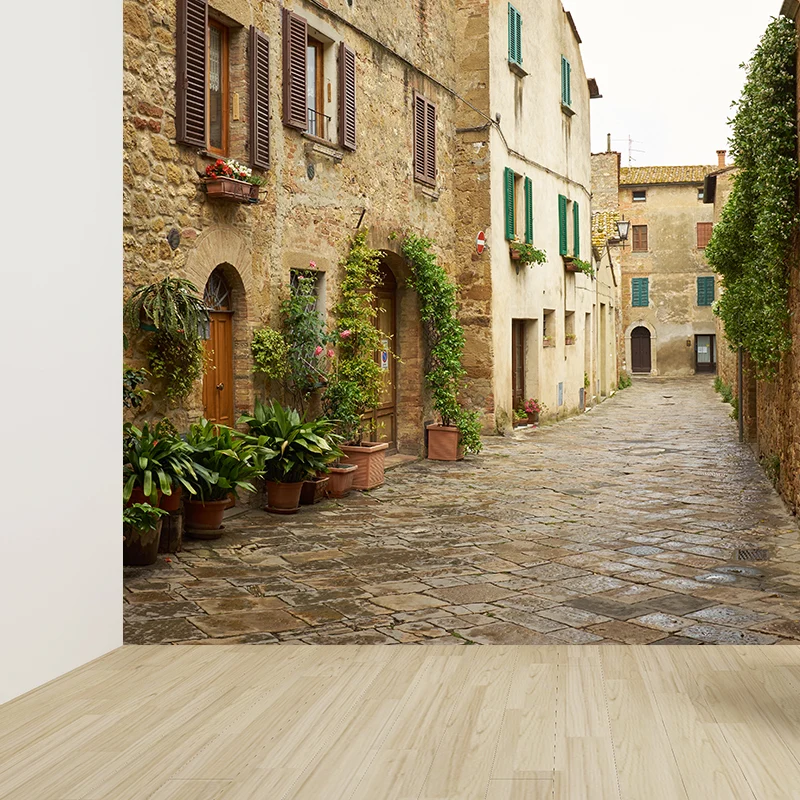 Fotografí Estilo Tranquil Town Mural Revestimiento de pared gigante para comedor, personalizado Beis Clearhalo