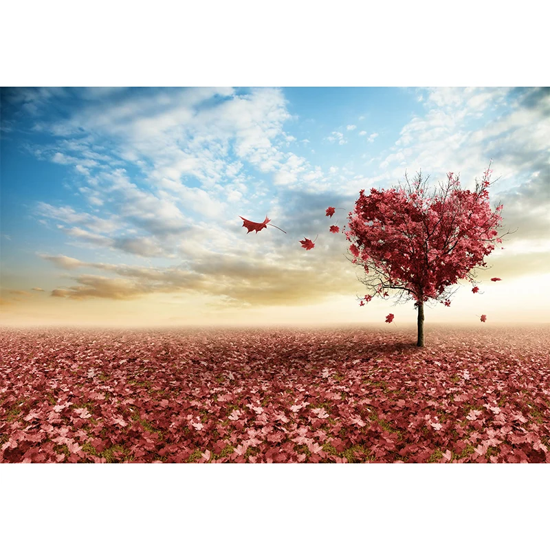 Fotografí Mural de pared nórdico para pared decorativa con hoja de arce en forma de corazón en rojo Rojo Clearhalo