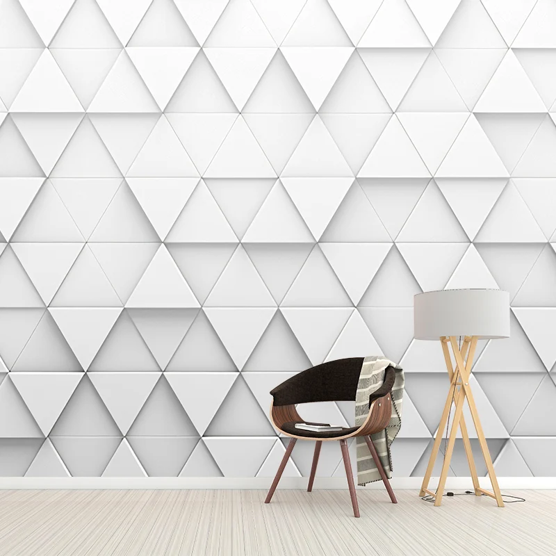 Fotografí 3D Triángulo Mural de pared Arte de pared extra grande para sala de oficina, tamaño personalizado disponible Gri...