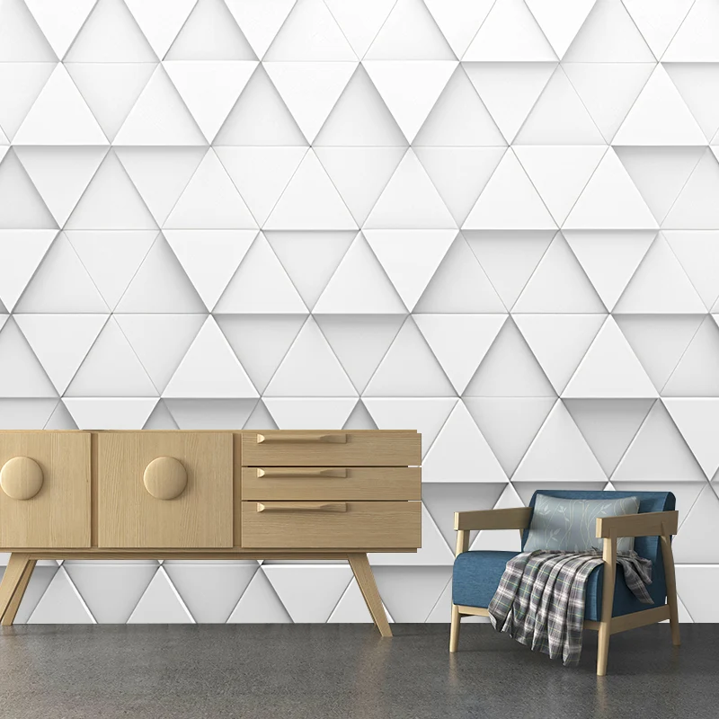 Fotografí 3D Triángulo Mural de pared Arte de pared extra grande para sala de oficina, tamaño personalizado disponible Gri...