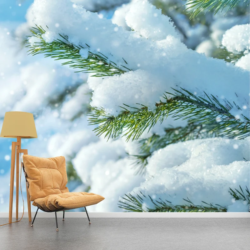 Fotografí Winter Rime Wall Mural Large Wall Art para sala de estar, tamaño personalizado disponible Blanco Clearhalo