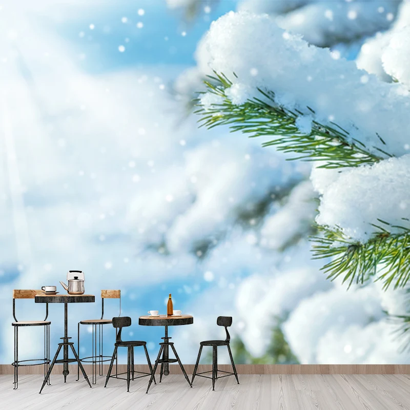 Fotografí Winter Rime Wall Mural Large Wall Art para sala de estar, tamaño personalizado disponible Blanco Clearhalo