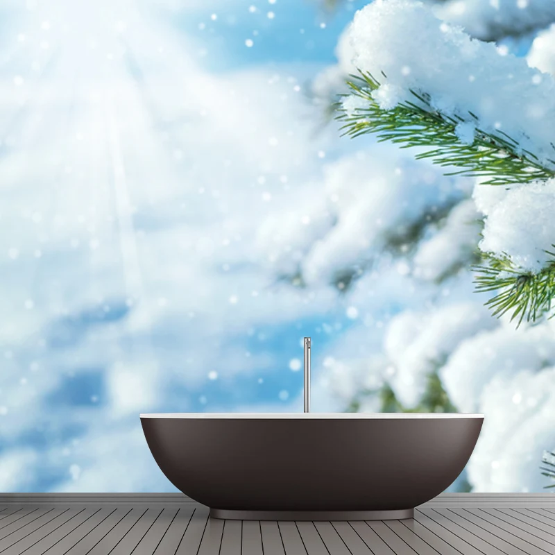 Fotografí Winter Rime Wall Mural Large Wall Art para sala de estar, tamaño personalizado disponible Blanco Clearhalo