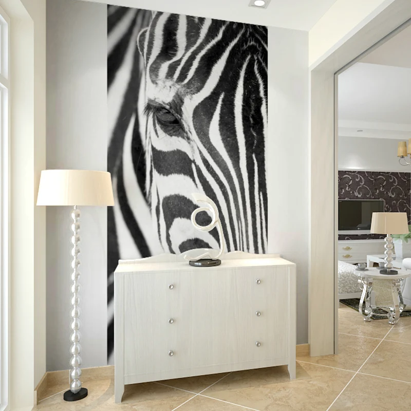 Fotografí Zebra Skin Wall Art Extra Large Wall Mural Calcomaní para pared decorativa, tamaño personalizado disponible Negr...