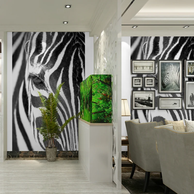 Fotografí Zebra Skin Wall Art Extra Large Wall Mural Calcomaní para pared decorativa, tamaño personalizado disponible Negr...