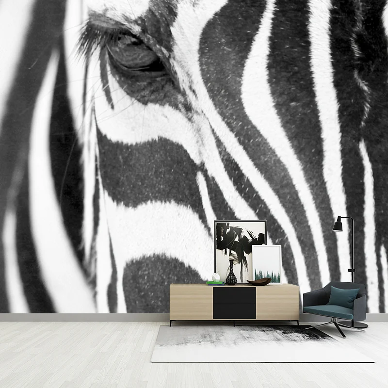 Fotografí Zebra Skin Wall Art Extra Large Wall Mural Calcomaní para pared decorativa, tamaño personalizado disponible Negr...