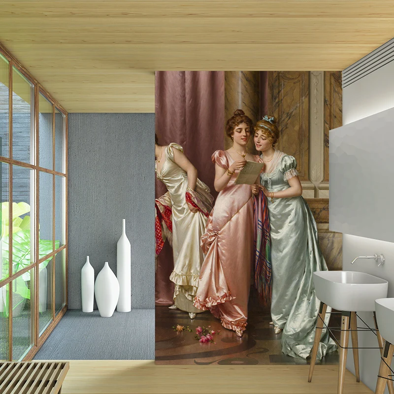 Fotomural Clásico con Ilustración Grande con Estampado de Letras Ilícitas en Rosa-Azul para Salón Rosa Clearhalo