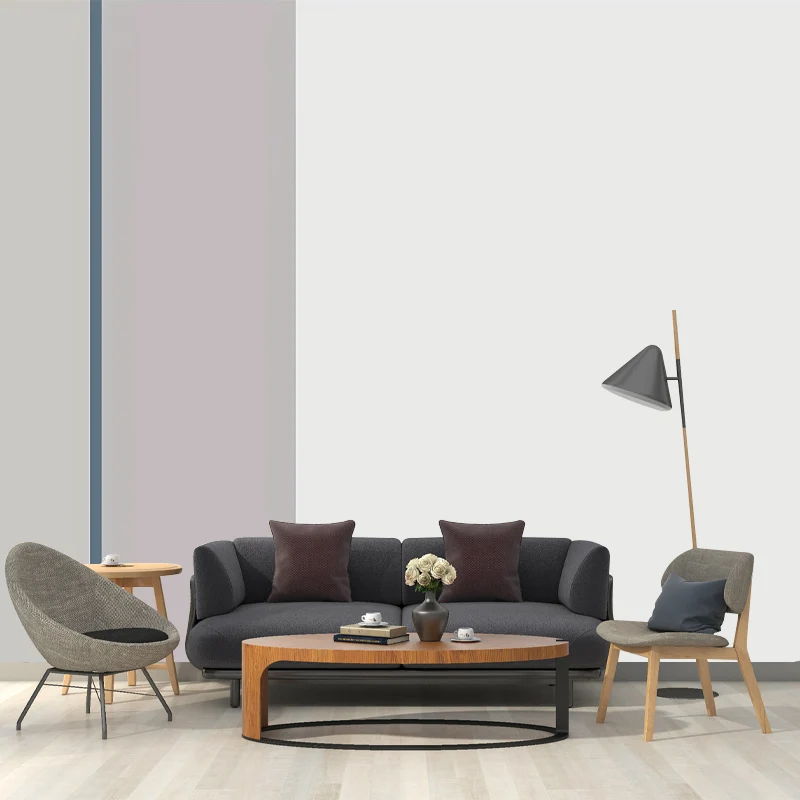 Fotomural con diseño de color liso para dormitorio de niñ en rosa y gris, hecho medida Gris Clearhalo