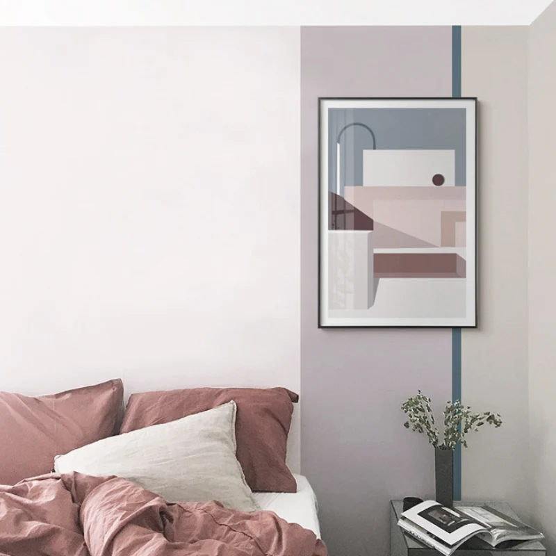 Fotomural con diseño de color liso para dormitorio de niñ en rosa y gris, hecho medida Gris Clearhalo