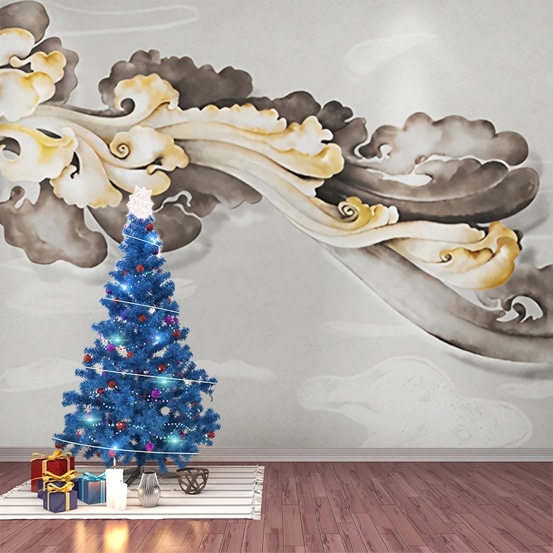 Fotomural Gigante Revestimiento de Pared de Nubes Clásico Tradicional en Amarillo y Gris Amarillo Clearhalo
