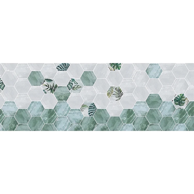 Fotomural Moderno Estilo Ilustración con Hexágono en Verde y Blanco, Hecho Medida Verde Clearhalo