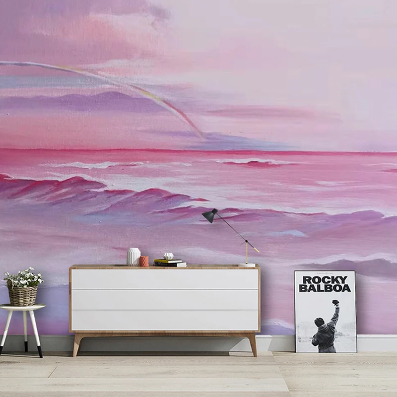 Fotomurales de pared para niñas, color rosa ondeante, de tela no tejida Rosa Clearhalo