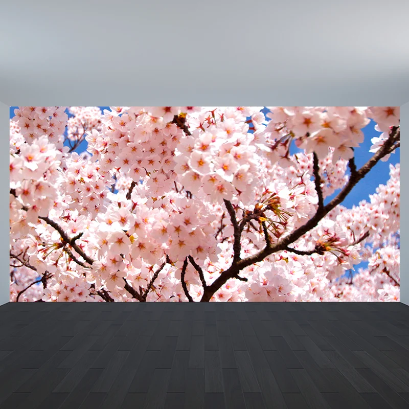 Gran calcomaní mural con estampado de capullos de cerezo, arte de pared no tejido rosa para decoración de interiores, pers...