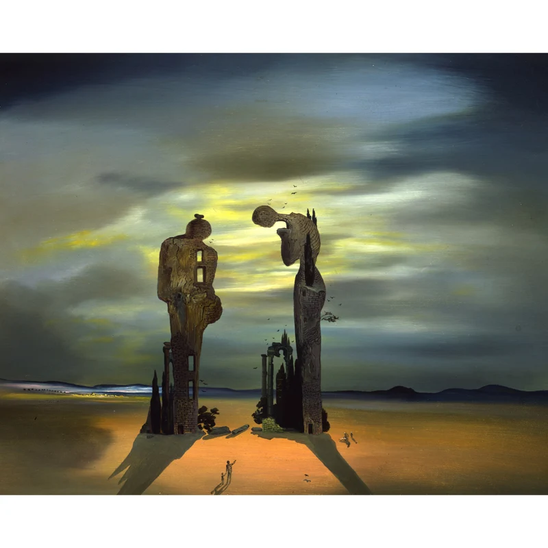 Gran surrealismo papel pintado mural marrón reminiscencia arqueológica mijos Angelus revestimiento de paredes, tamaño pers...