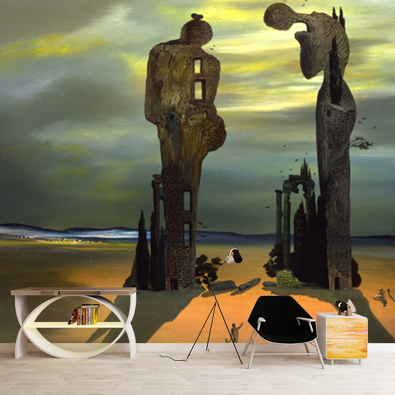 Gran surrealismo papel pintado mural marrón reminiscencia arqueológica mijos Angelus revestimiento de paredes, tamaño pers...