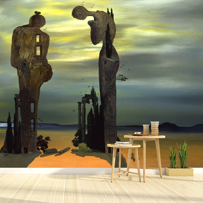 Gran surrealismo papel pintado mural marrón reminiscencia arqueológica mijos Angelus revestimiento de paredes, tamaño pers...