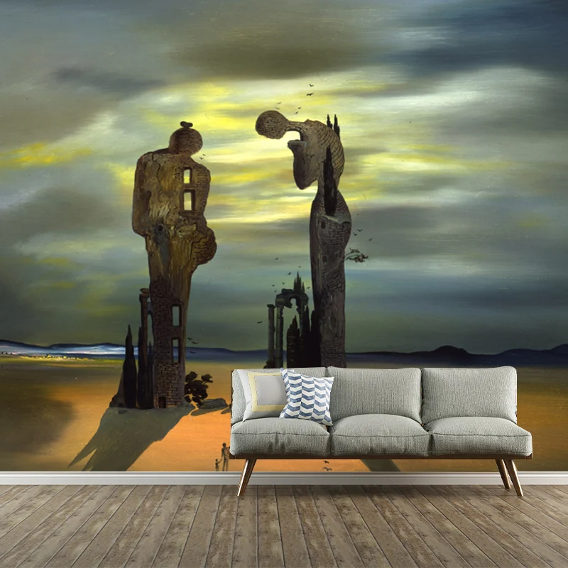 Gran surrealismo papel pintado mural marrón reminiscencia arqueológica mijos Angelus revestimiento de paredes, tamaño pers...