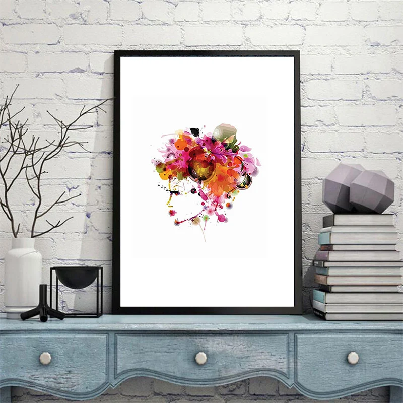 Hermosa mujer cara lateral lienzo arte para sala de estar decoración de pared de moda en rosa Rosa Clearhalo