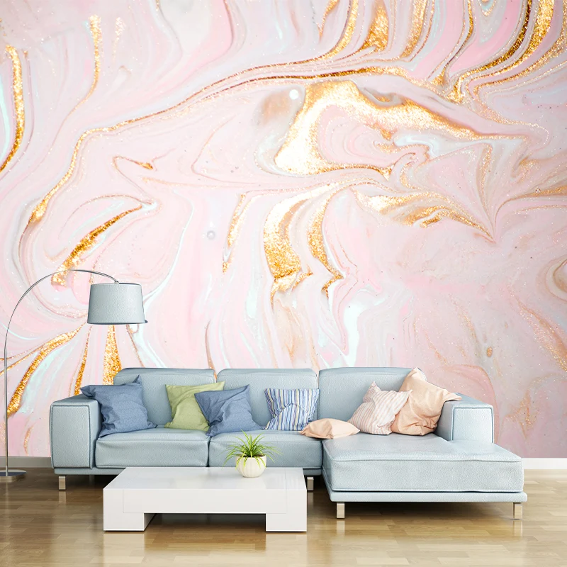 Hermoso papel pintado mural con aspecto de flujo para pared decorativa, rosa dorado, tamaño personalizado Rosa Clearhalo
