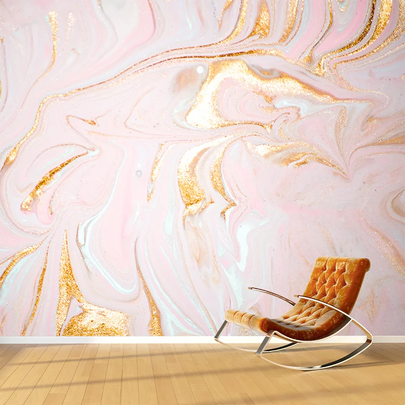 Hermoso papel pintado mural con aspecto de flujo para pared decorativa, rosa dorado, tamaño personalizado Rosa Clearhalo