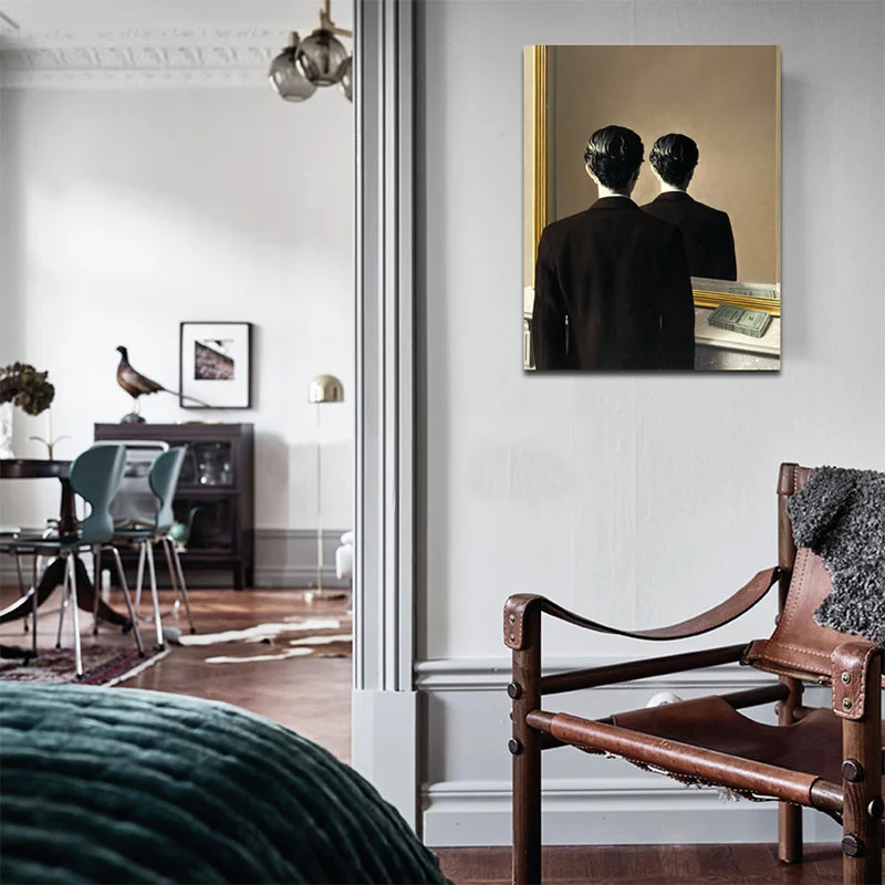 Hombre de pie y arte reflectante, estilo moderno texturizado para decoración de pared de dormitorio de niñas Negro Clearhalo