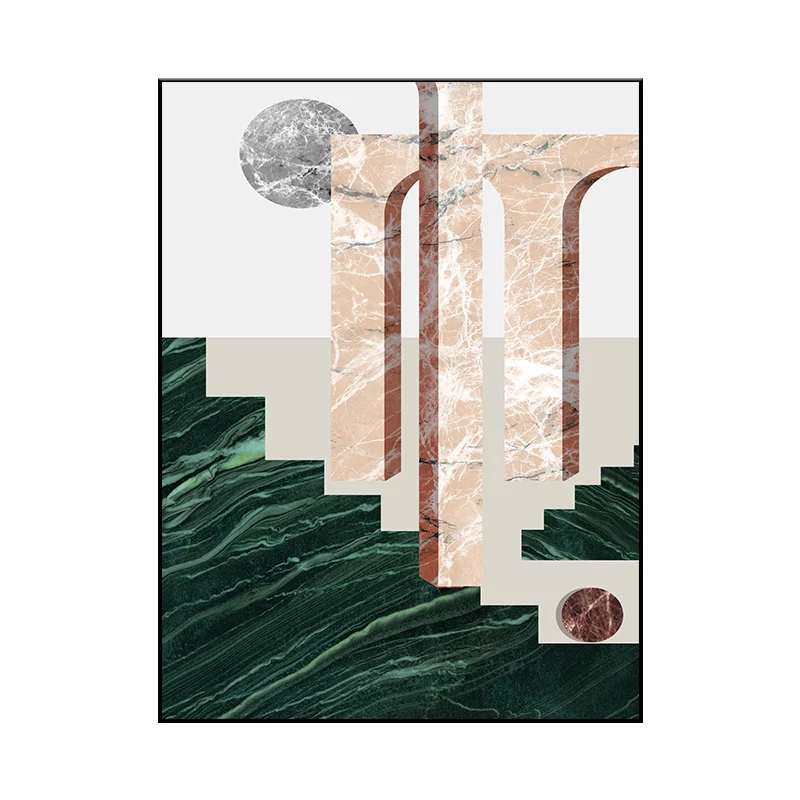 Ilustración abstracta, impresión artística de pared, lienzo de comedor nórdico texturizado en color oscuro Oro Clearhalo