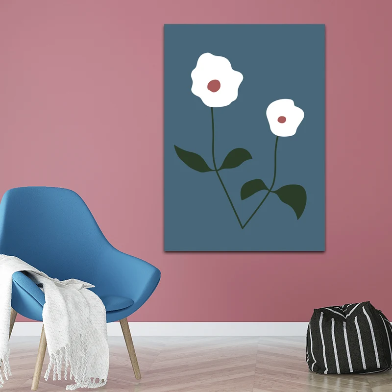 Ilustración botánica pared arte impresión dibujos animados lienzo pintura en color oscuro para dormitorio Rojo Clearhalo